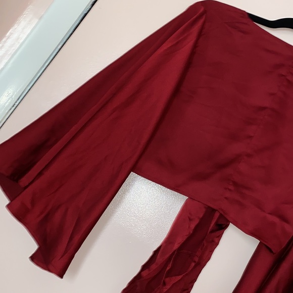 Satin Effect Cross Tie Blouse - Picture 7 of 9